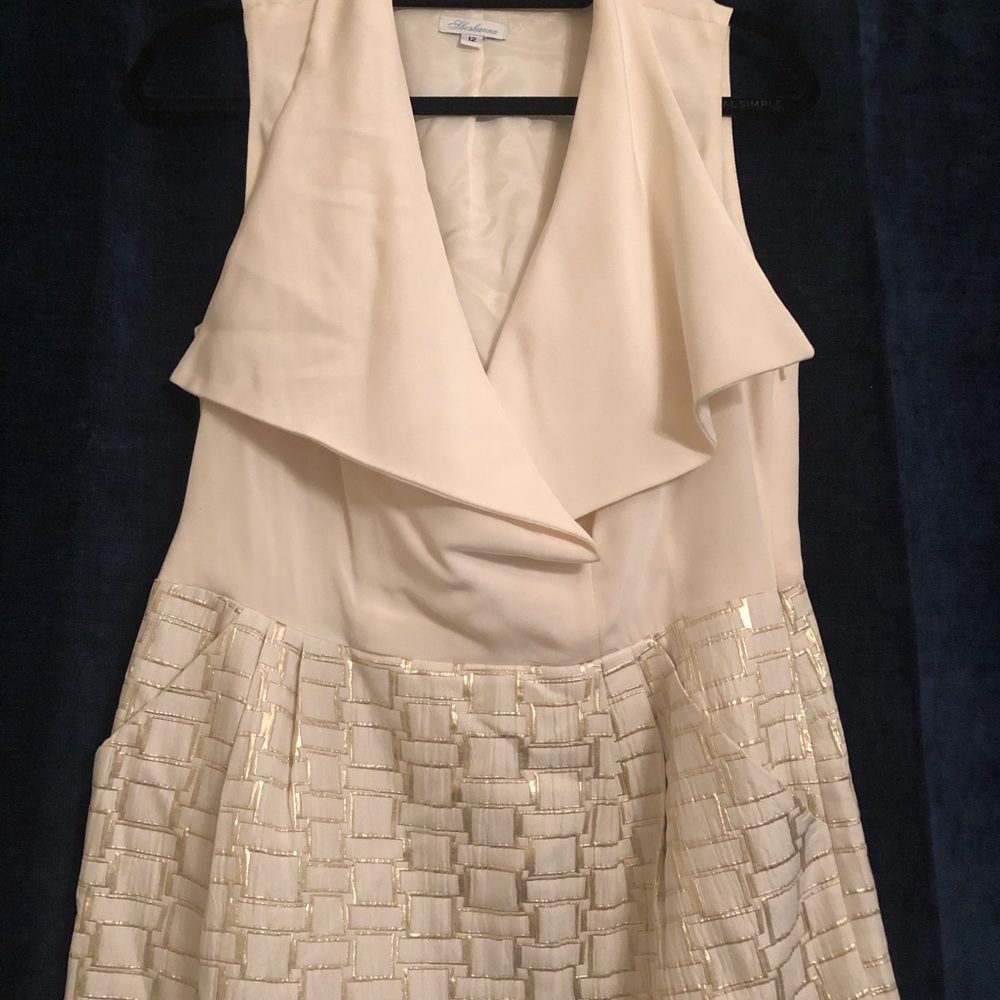 Shoshanna cream and gold lamee detailed dress - Picture 3 of 5